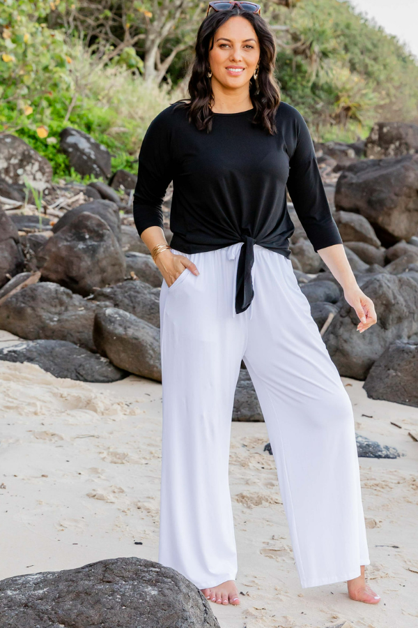 Alexa Bamboo Wide Leg Pant White