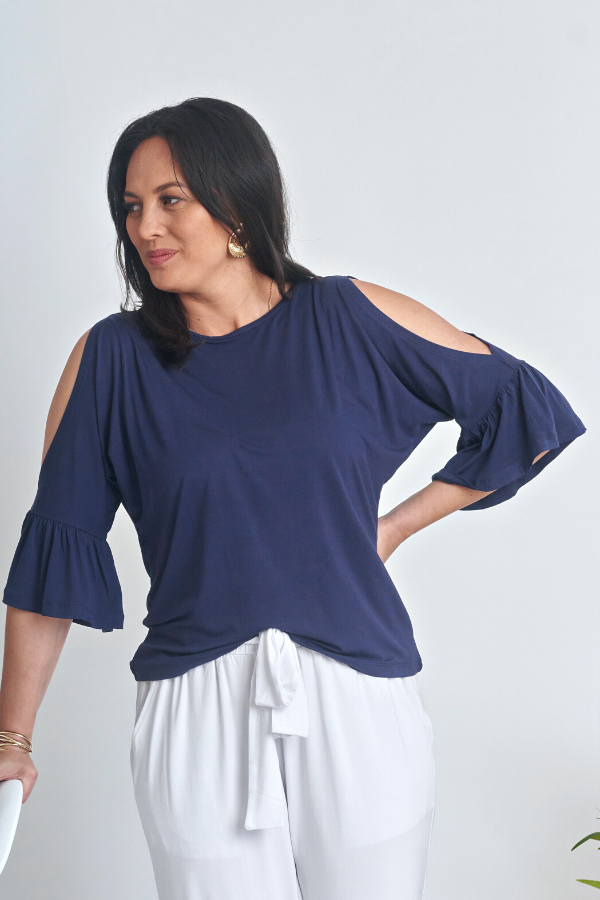 Cold shoulder 2025 frill top