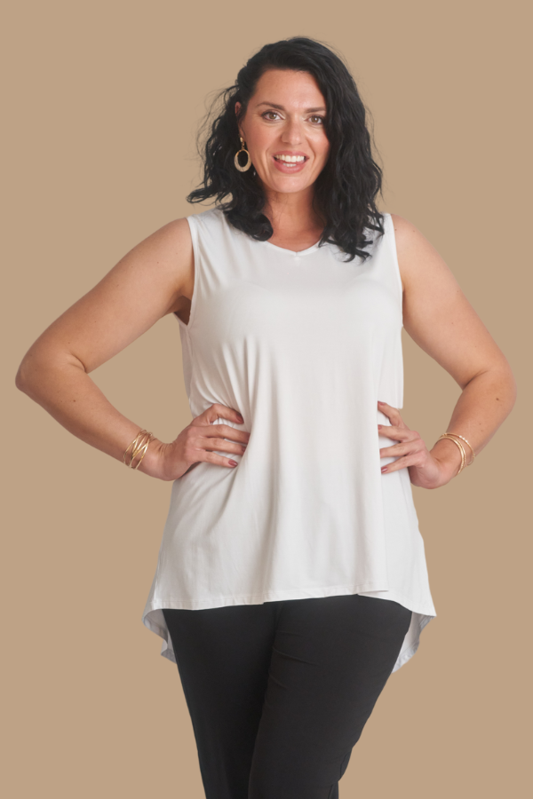 Maria V-Neck Sleeveless Top - White