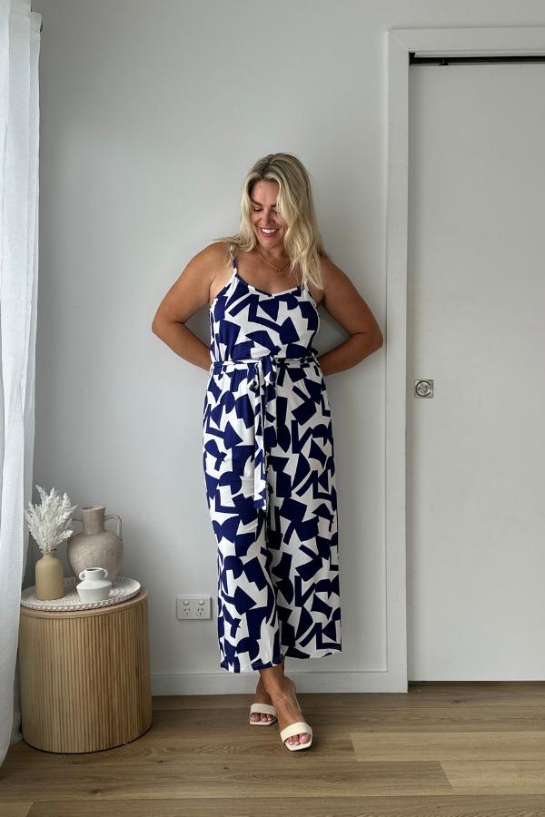 Fay Jumpsuit - Navy Abstract