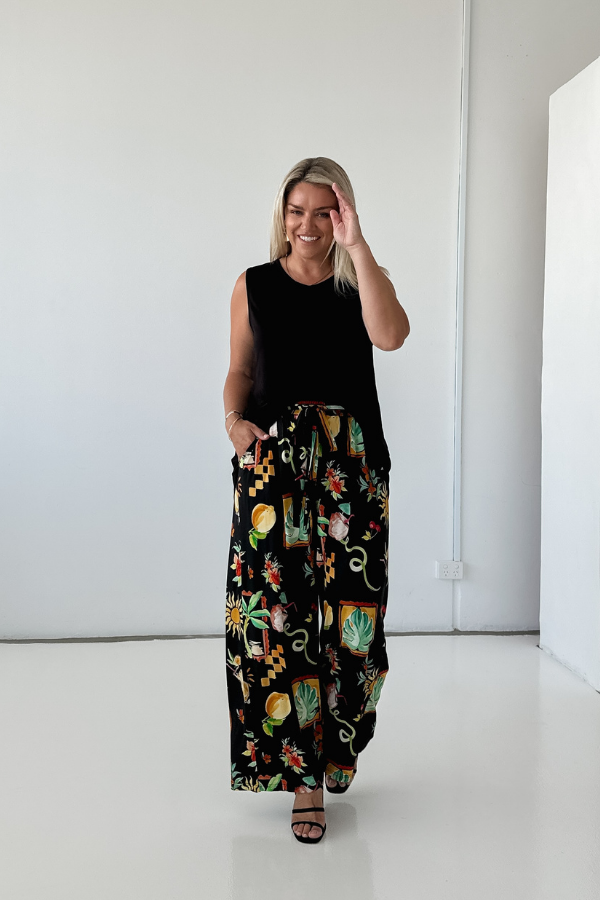 Alexa Bamboo Wide Leg Pant - Tropical Escape