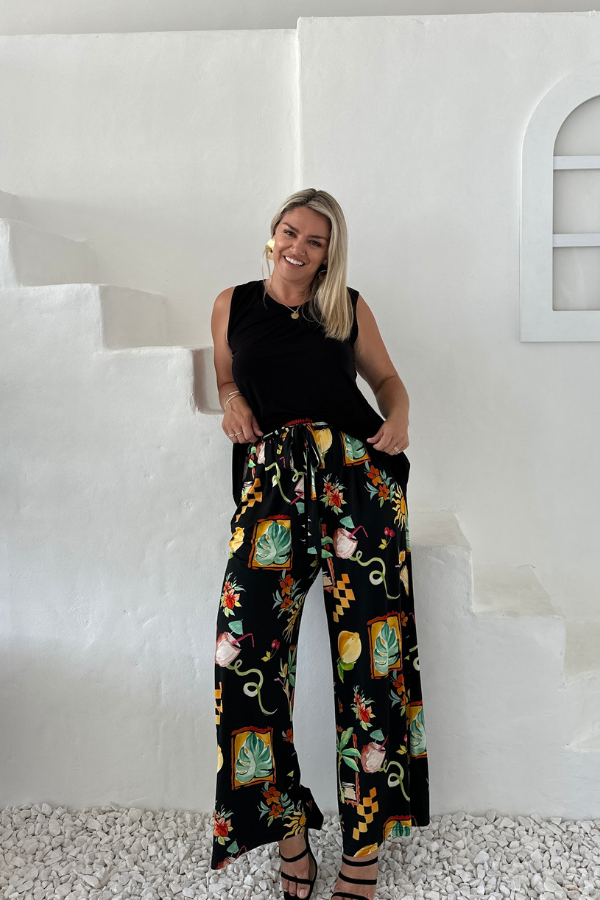 Alexa Bamboo Wide Leg Pant - Tropical Escape