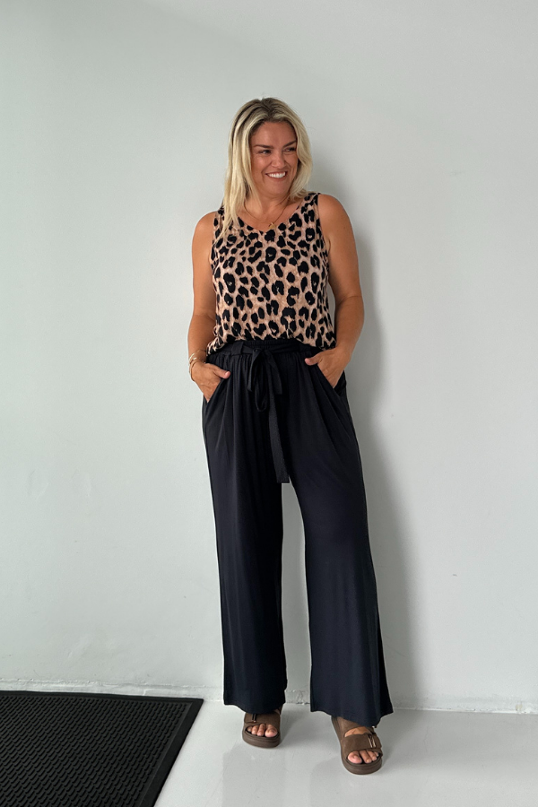 Alexa Bamboo Wide Leg Pant - Black