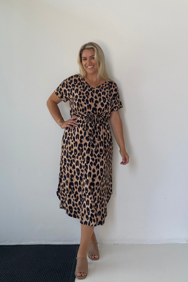 Bella Bamboo Tee Dress - Luxe Leopard