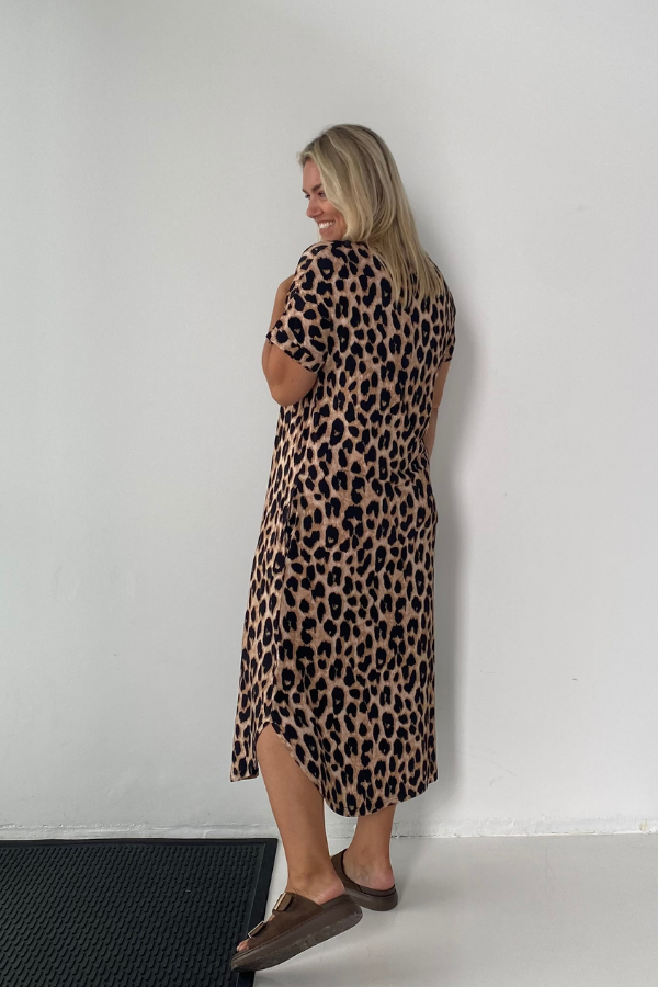 Bella Bamboo Tee Dress - Luxe Leopard