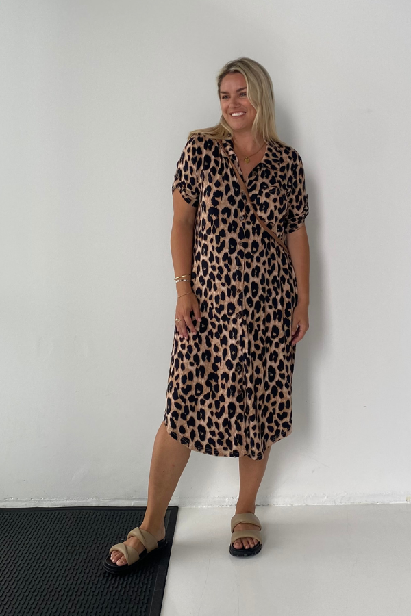 Lily Bamboo Shirt Dress - Luxe Leopard