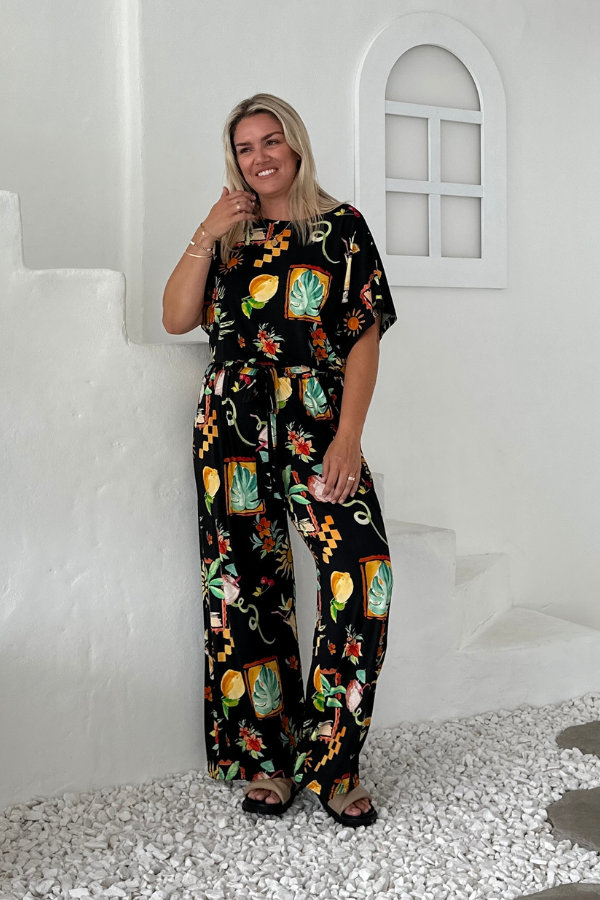 Alexa Bamboo Wide Leg Pant - Tropical Escape