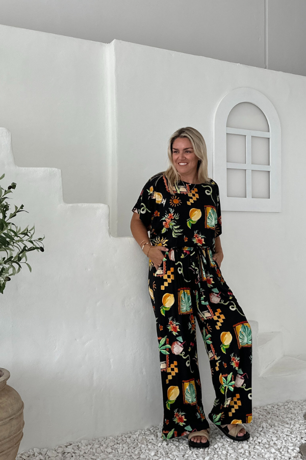 Alexa Bamboo Wide Leg Pant - Tropical Escape