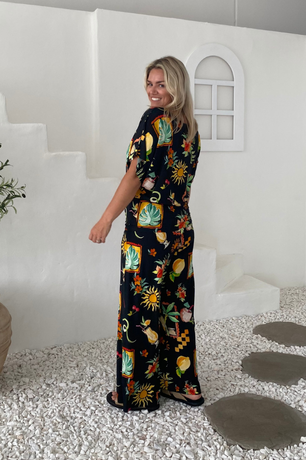 Alexa Bamboo Wide Leg Pant - Tropical Escape