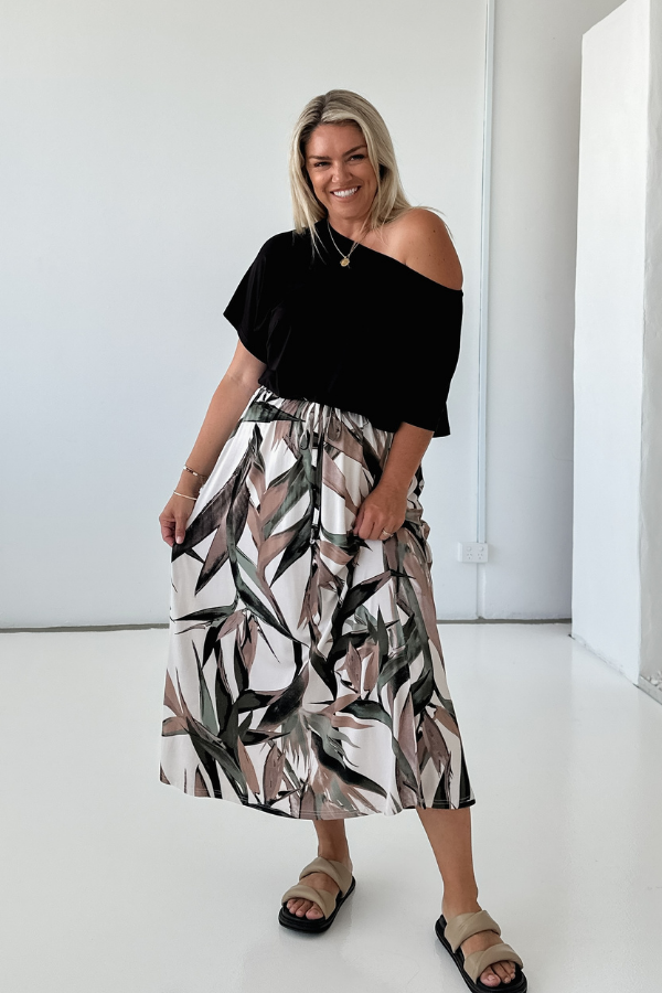 Holly Bamboo Maxi Skirt - Tropical Palm