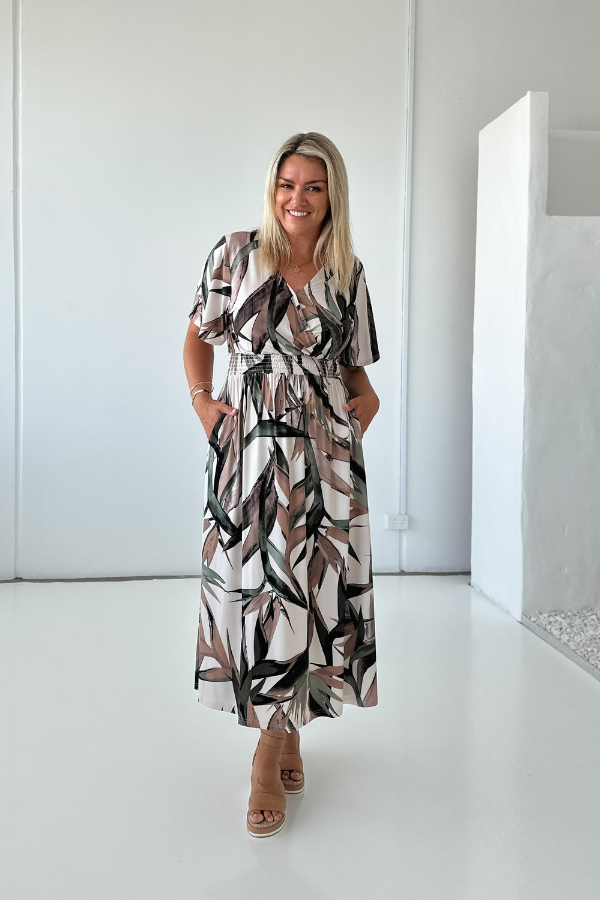 Kylie Bamboo Dress - Tropical Palm