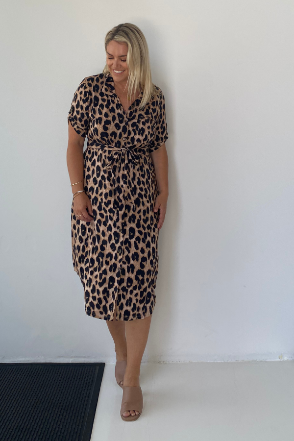 Lily Bamboo Shirt Dress - Luxe Leopard