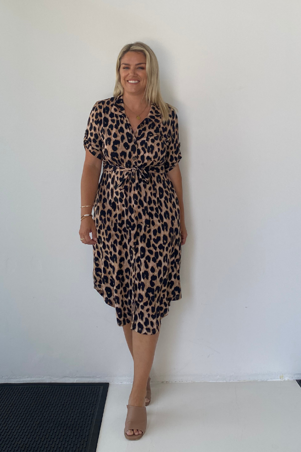 Lily Bamboo Shirt Dress - Luxe Leopard