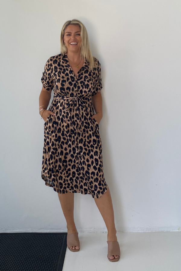 Lily Bamboo Shirt Dress - Luxe Leopard