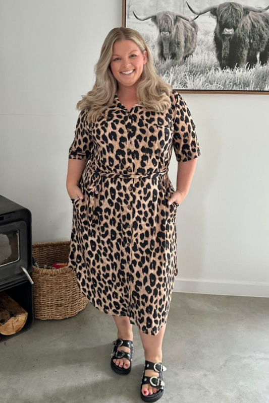 Lily Bamboo Shirt Dress - Luxe Leopard