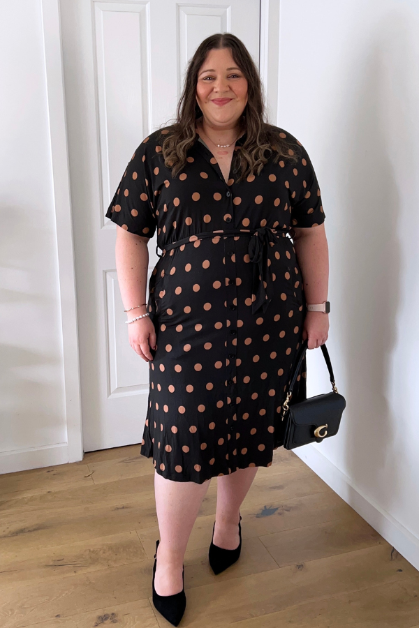 Celia Bamboo Shirt Dress - Black with Tan spot