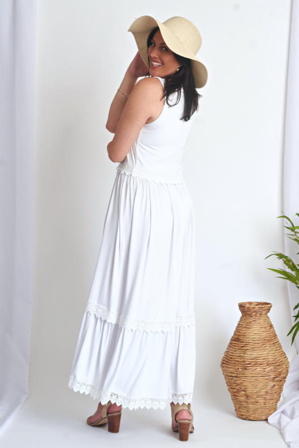 Evangeline Maxi Lace Dress - White