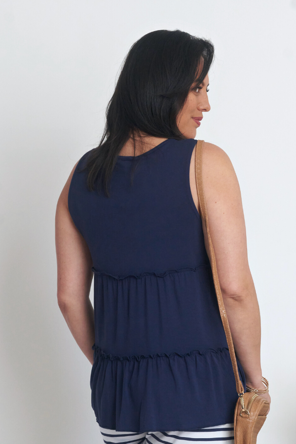 Zoe Tiered Top - Navy