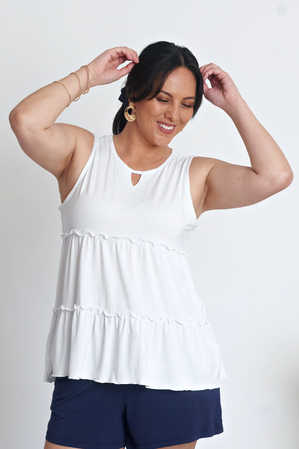 Zoe Tiered Top - White