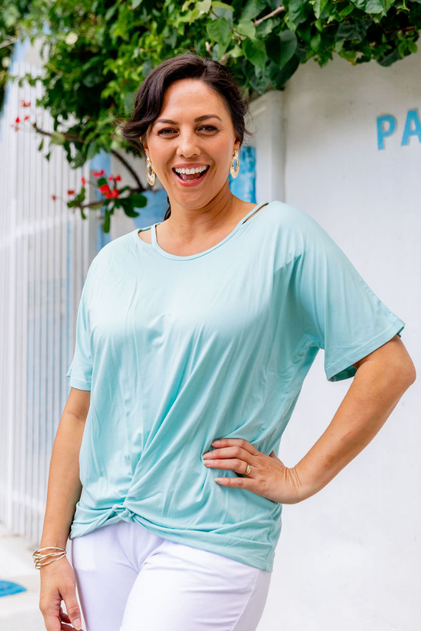 Aria Knot Front Top - Aqua