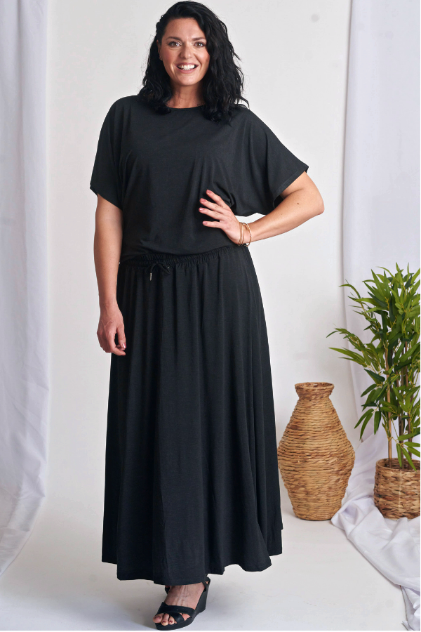 Penelope Maxi Skirt - Charcoal Marle