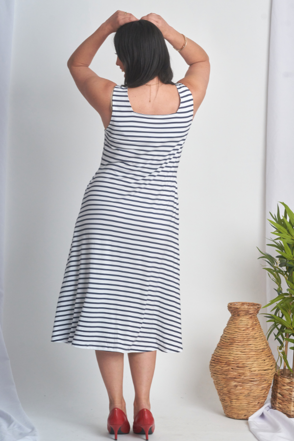 Katie Bamboo Maxi Dress - Navy Stripe